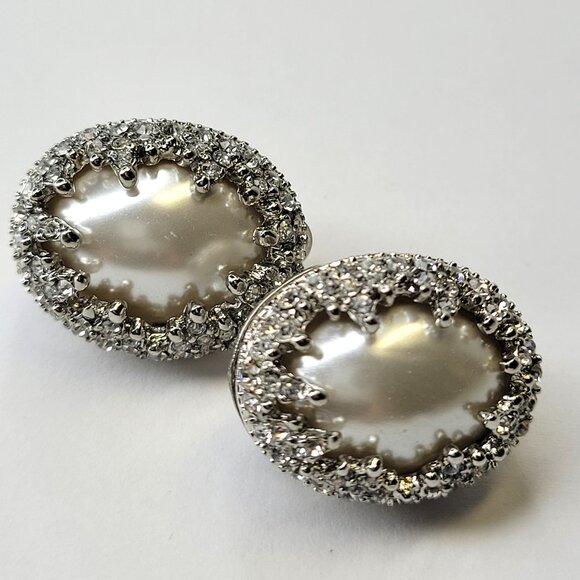 Silver and Crystal Clip Ons - Picture 1 of 5